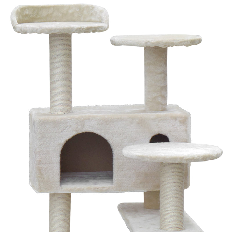 i.Pet Cat Tree 134cm Trees Scratching Post Scratcher Tower Condo House Furniture Wood Beige