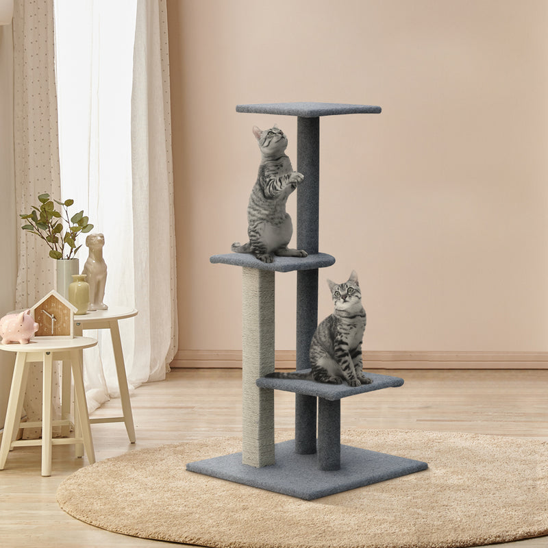 i.Pet Cat Tree 124cm Trees Scratching Post Scratcher Tower Condo House Furniture Wood Steps