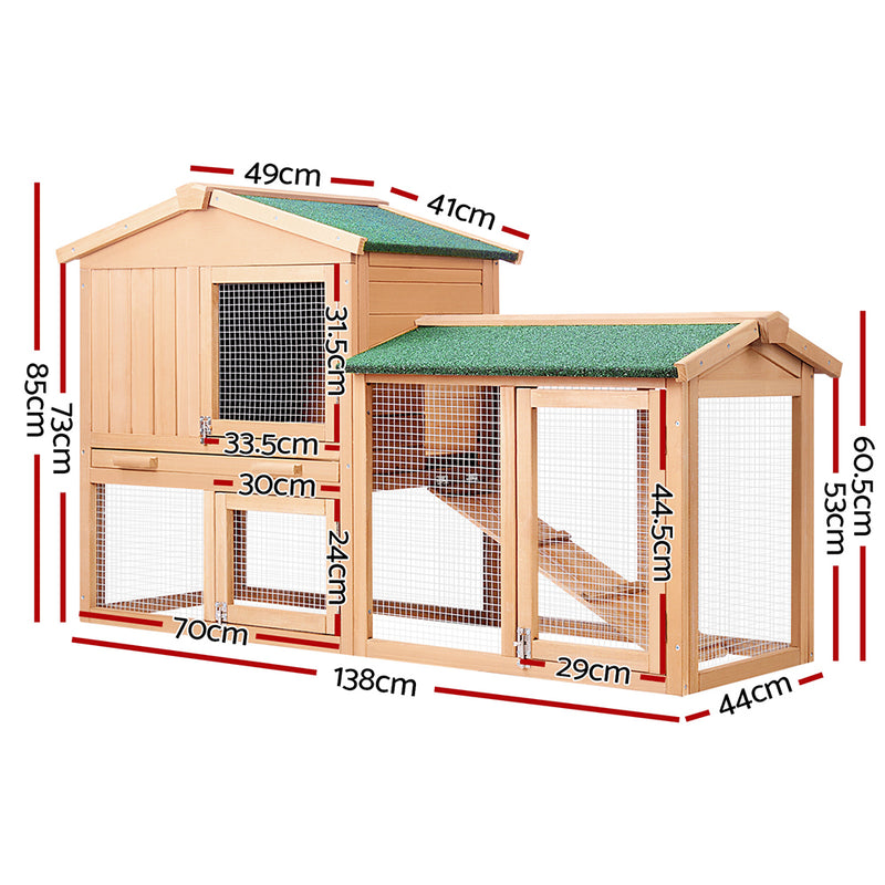 i.Pet 138cm Wide Wooden Pet Coop