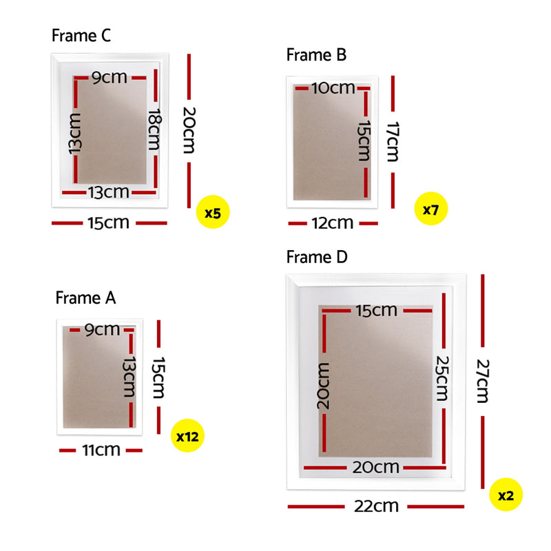 26 PCS Picture Photo Frame Wall Set Home Decor Present Gift White