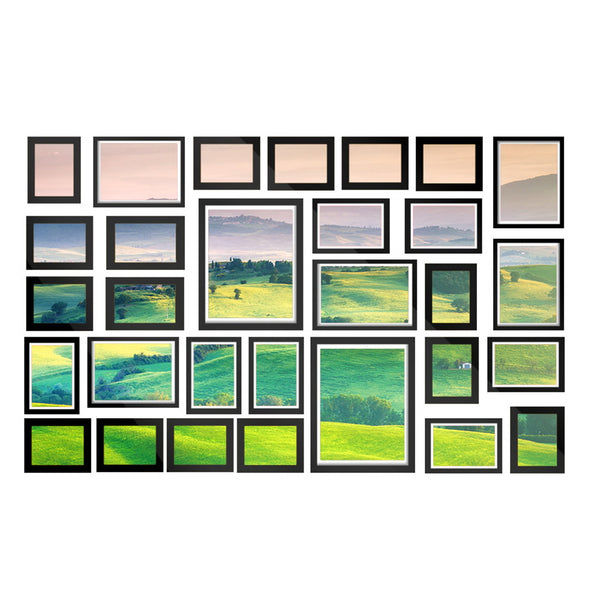 30 PCS Photo Frame Set Wall Hanging Collage Picture Frames Home Decor Gift Black