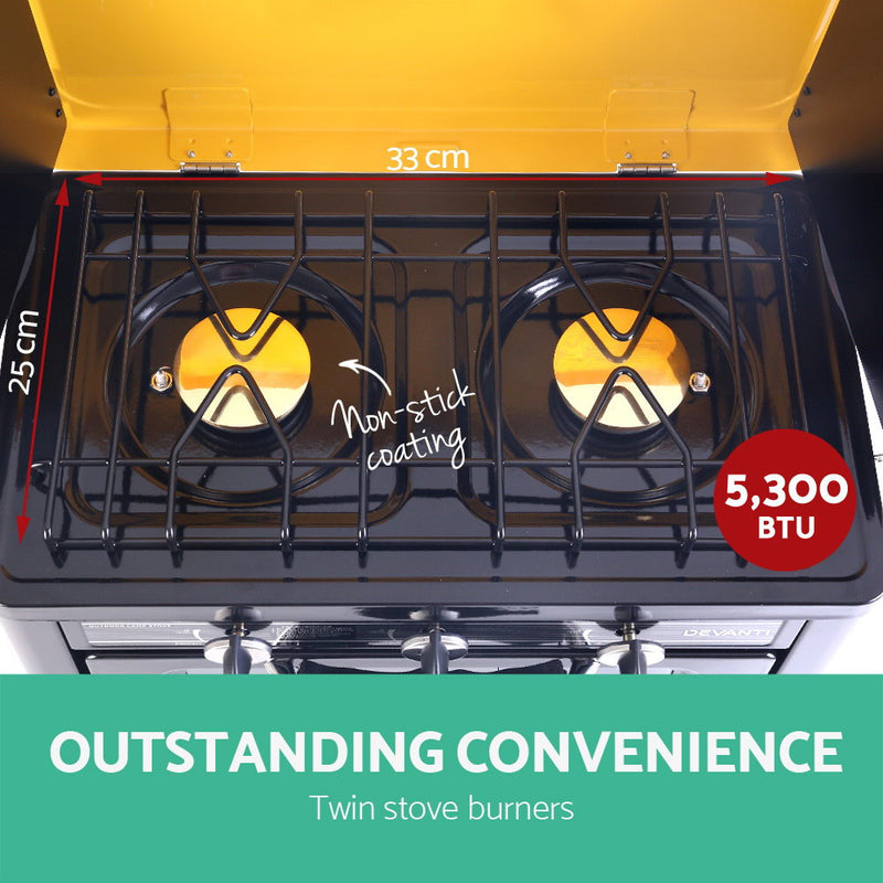 Devanti 3 Burner Portable Oven - Black & Yellow