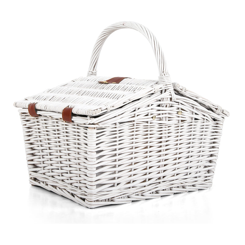 Alfresco 2 Person Picnic Basket Baskets White Deluxe Outdoor Corporate Blanket Park