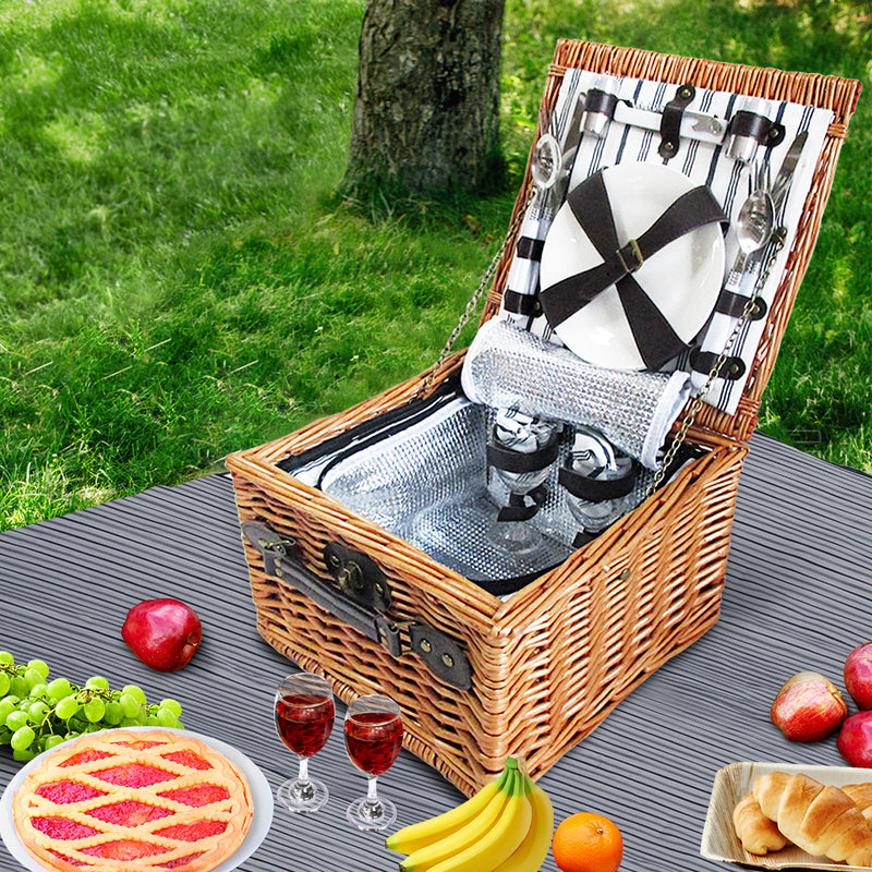 Alfresco 2 Person Picnic Basket Baskets Deluxe Outdoor Corporate Blanket Park