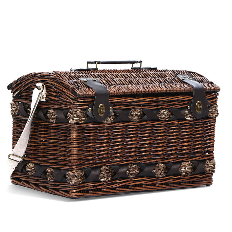 Alfresco 4 Person Wicker Picnic Basket Baskets Outdoor Insulated Gift Blanket