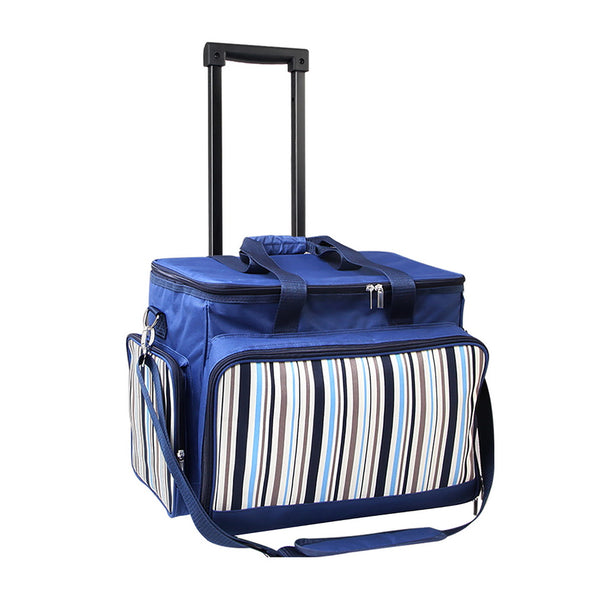 Alfresco 6 Person Picnic Bag Trolley Set - Blue