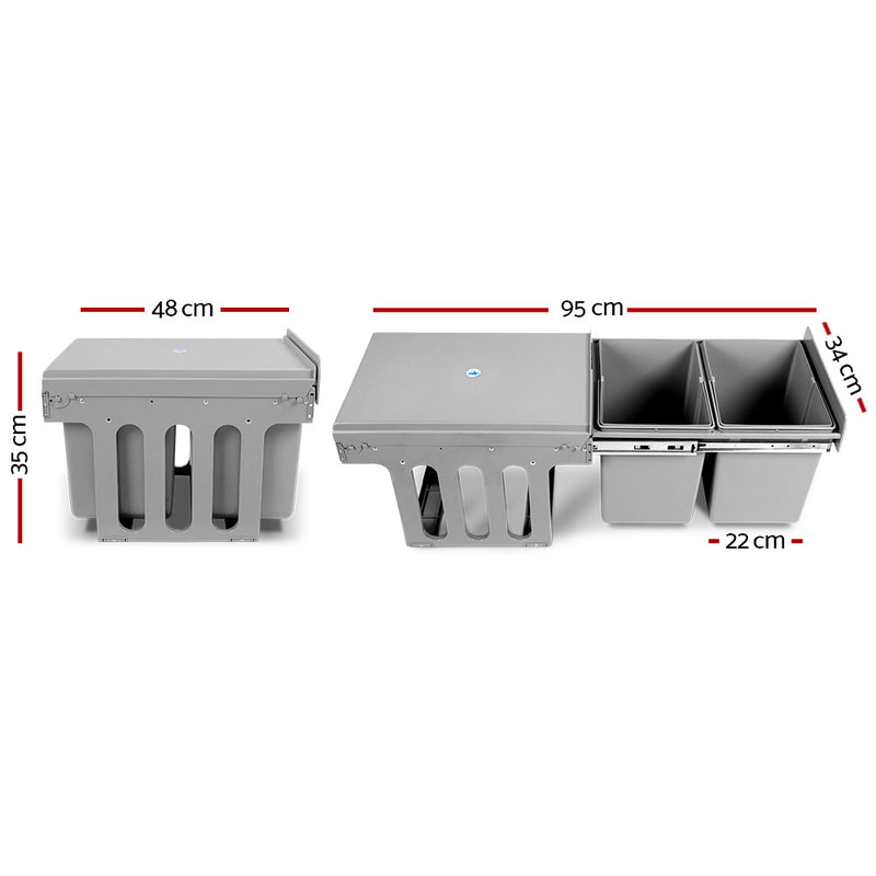 Cefito 2x15L Pull Out Bin - Grey