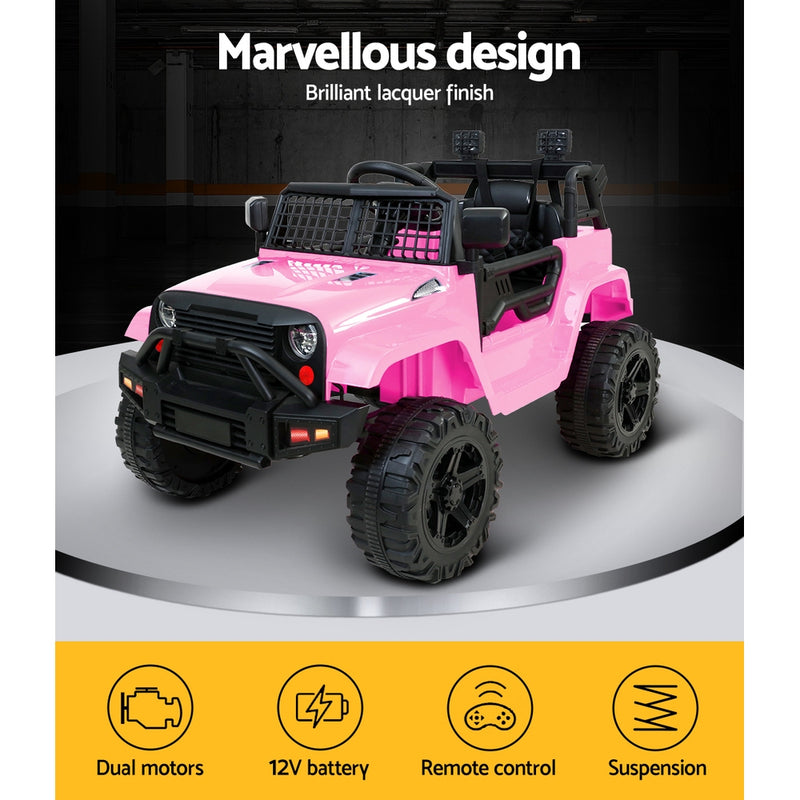 Rigo Kids Ride On Car Electric 12V Car Toys Jeep Battery Remote Control Pink