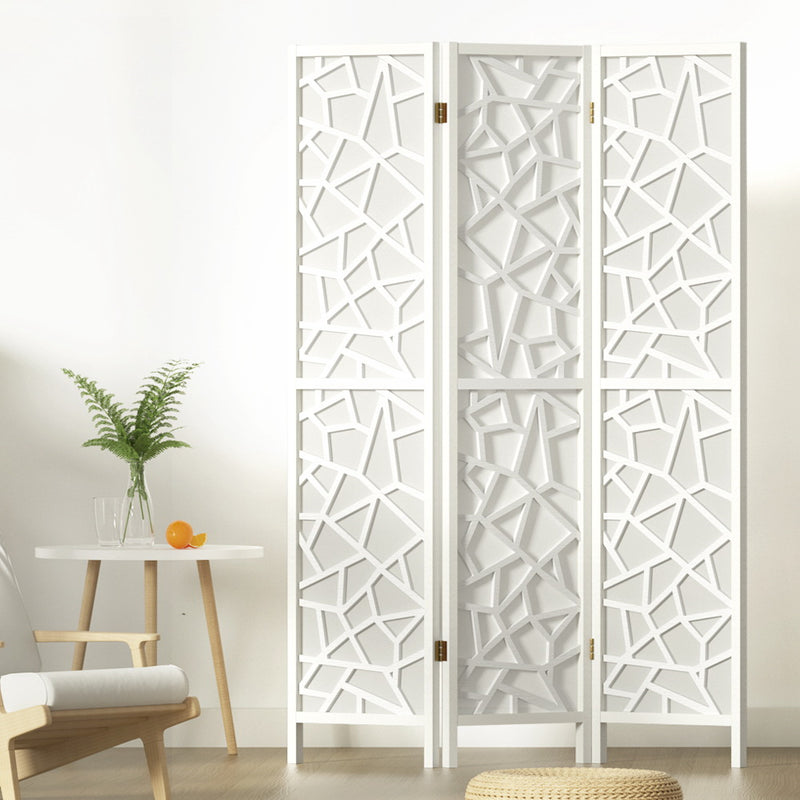 Artiss Clover Room Divider Screen Privacy Wood Dividers Stand 3 Panel White