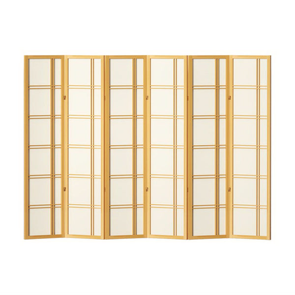 Artiss Room Divider Screen Privacy Wood Dividers Stand 6 Panel Nova Natural