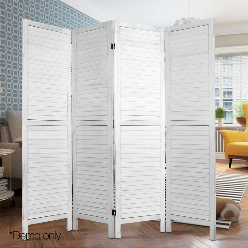 Artiss 4 Panel Foldable Wooden Room Divider - White