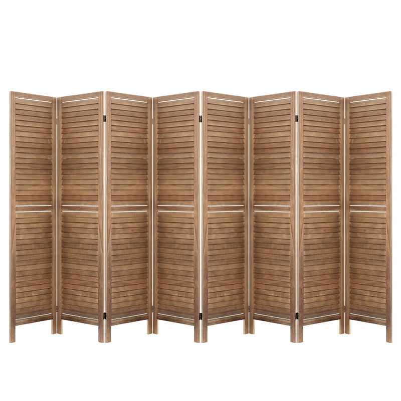 Artiss Room Divider Screen 8 Panel Privacy Wood Dividers Stand Bed Timber Brown