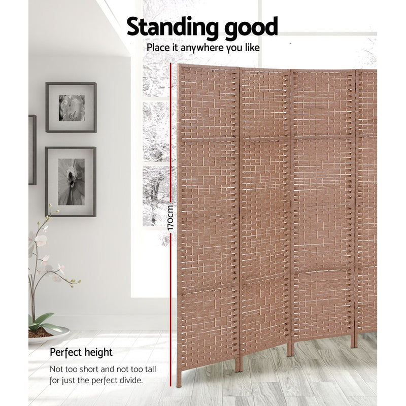 Artiss 6 Panel Room Divider Screen Privacy Rattan Timber Foldable Dividers Stand Hand Woven