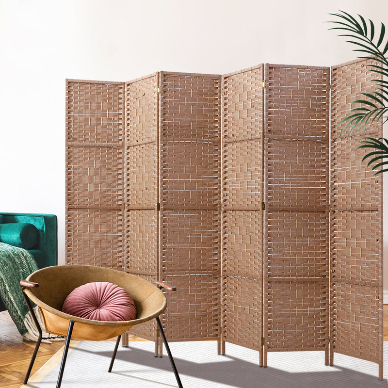 Artiss 6 Panel Room Divider Screen Privacy Rattan Timber Foldable Dividers Stand Hand Woven