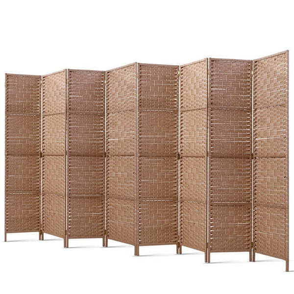 Artiss 8 Panel Room Divider Screen Privacy Rattan Timber Foldable Dividers Stand Hand Woven