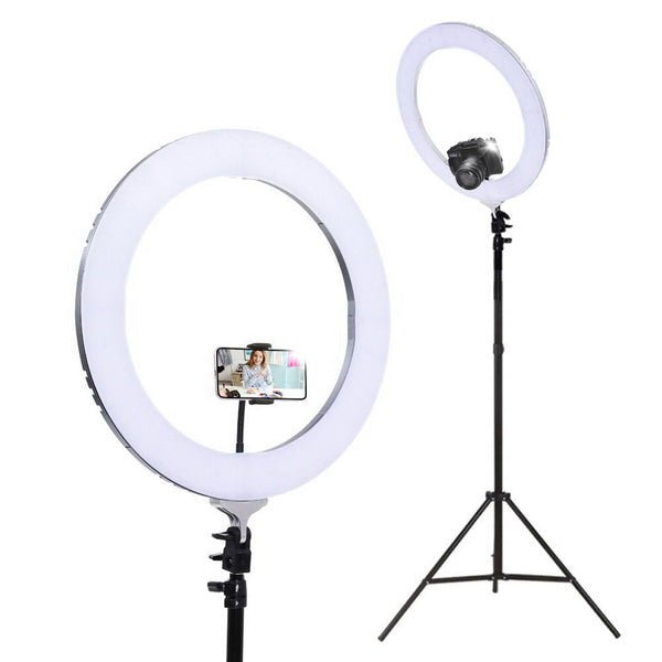 19" LED Ring Light 6500K 5800LM Dimmable Diva With Stand Make Up Studio Video