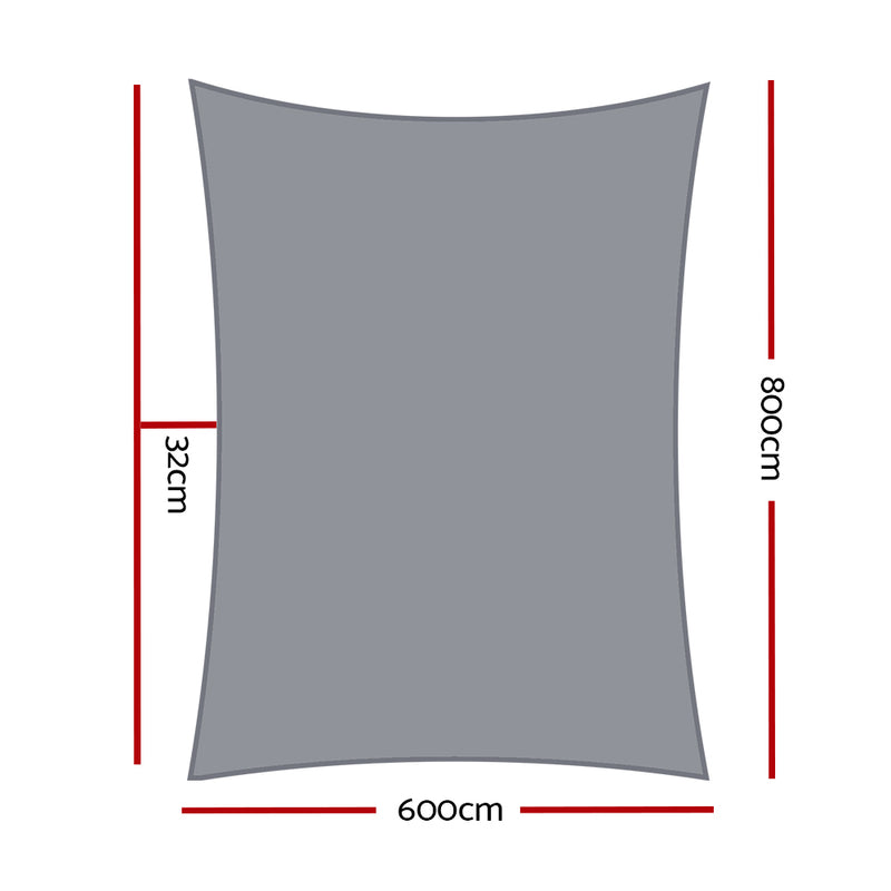 Instahut Sun Shade Sail Cloth Shadecloth Outdoor Canopy Rectangle 280gsm 6x8m