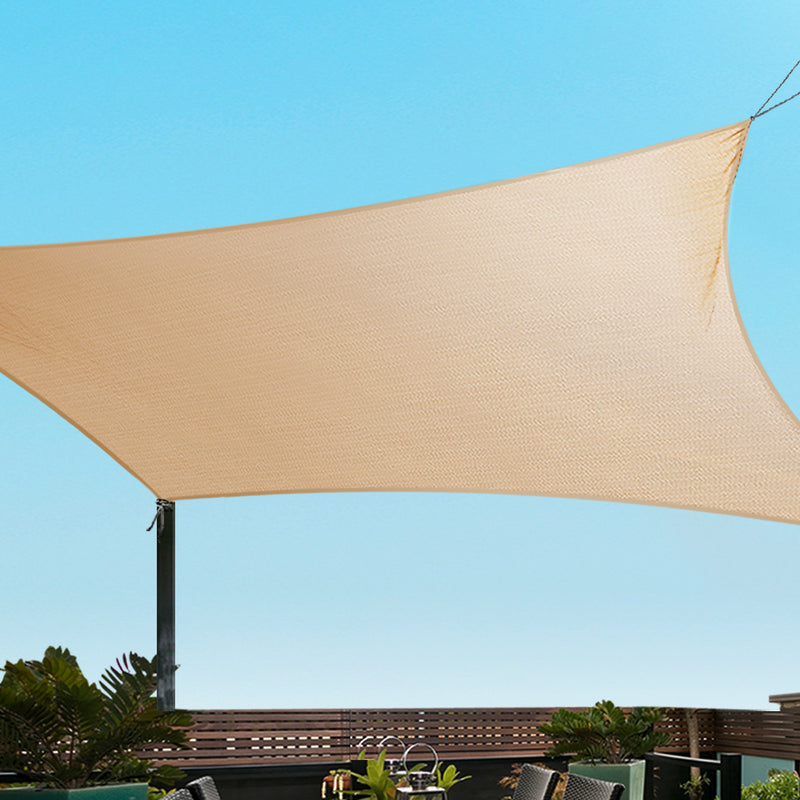 Instahut Shade Sail Cloth Rectangle Shadesail Heavy Duty Sand Sun Canopy 6x8m