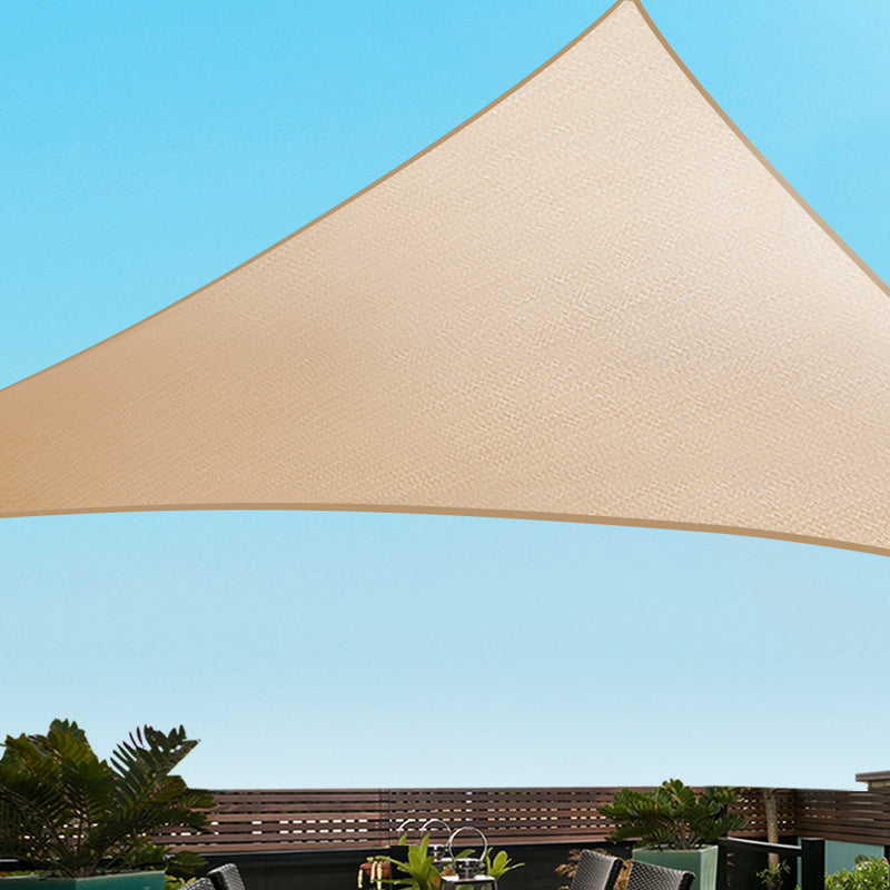 Instahut 5 x 5 x 5m Waterproof Triangle Shade Sail Cloth - Sand Beige