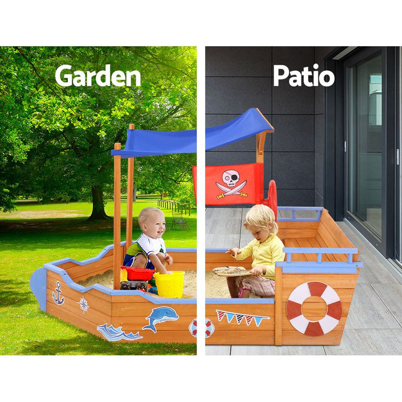 Keezi Boat Sand Pit With Canopy