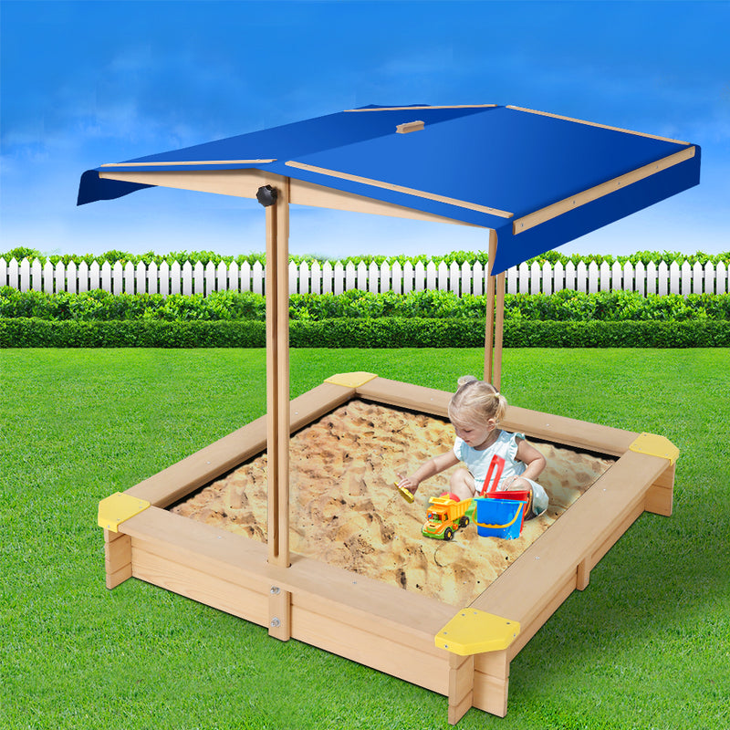 Keezi Wooden Outdoor Sand Box Set Sand Pit- Natural Wood