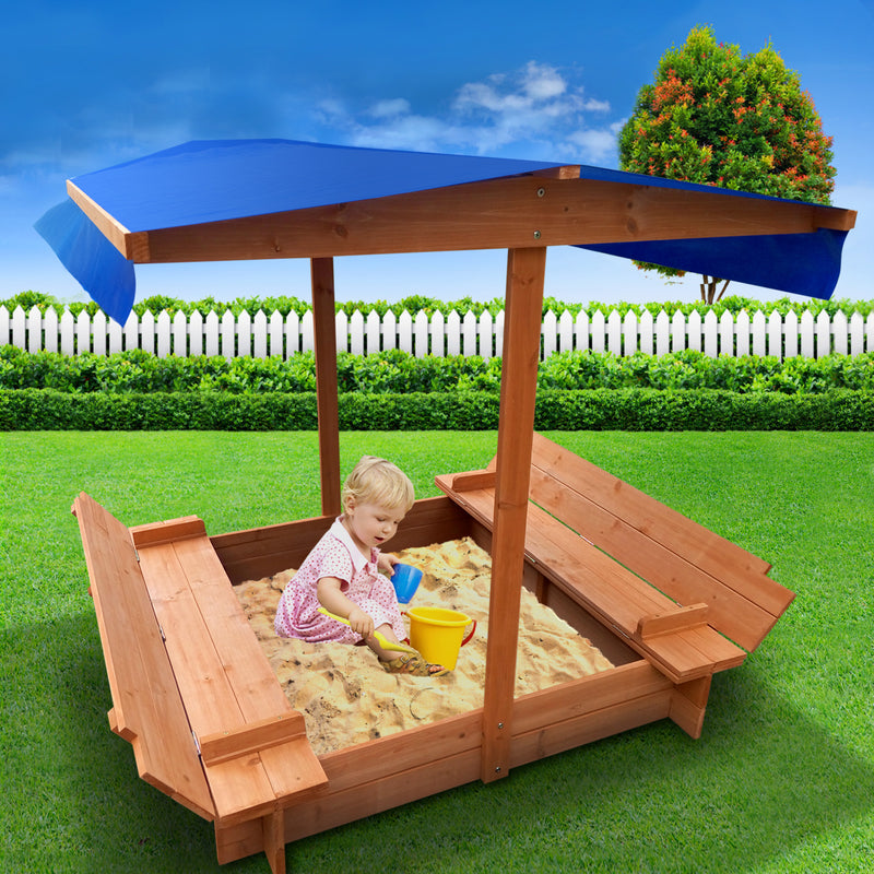 Keezi Wooden Outdoor Sand Box Set Sand Pit- Natural Wood