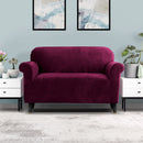 Artiss Velvet Sofa Cover Plush Couch Cover Lounge Slipcover 2 Seater Ruby Red