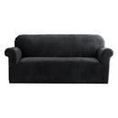 Artiss Velvet Sofa Cover Plush Couch Cover Lounge Slipcover 3 Seater Black