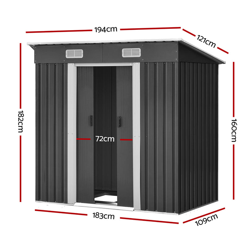 Giantz Garden Shed Outdoor Storage Sheds Tool Workshop 1.94x1.21M with Base