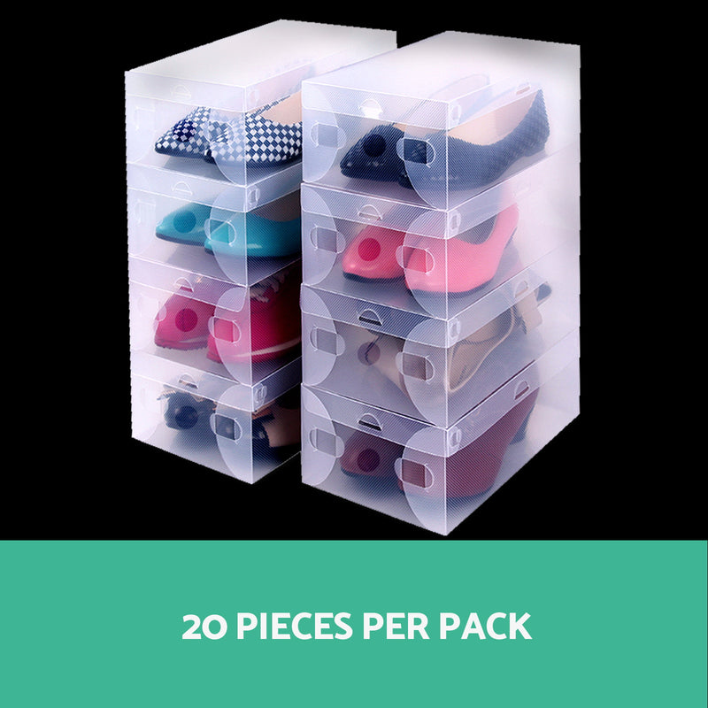 Set of 20 Transparent Stackable Shoe Storage Box