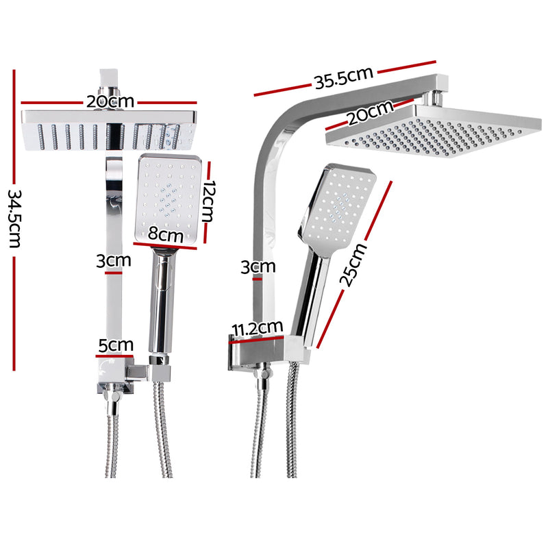 Cefito WELS 8'' Rain Shower Head Set Square Handheld High Pressure Wall Chrome