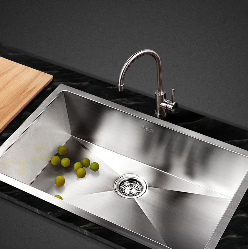 Cefito 70cm x 45cm Stainless Steel Kitchen Sink Under/Top/Flush Mount Silver