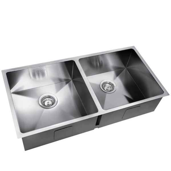 Cefito 86.5cm x 44cm Stainless Steel Kitchen Sink Under/Top/Flush Mount Silver