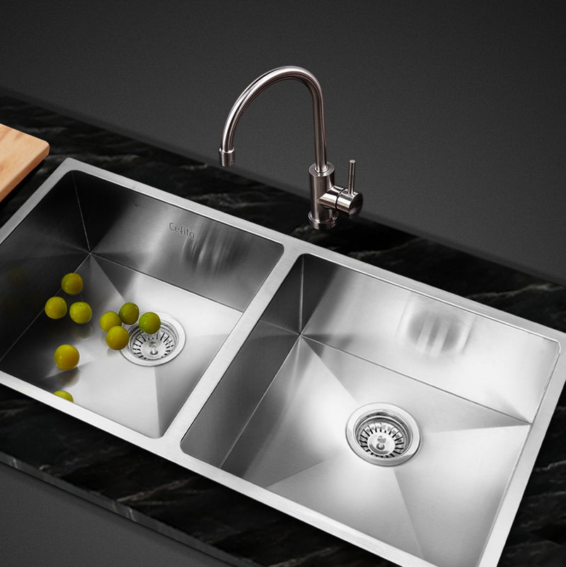 Cefito 86.5cm x 44cm Stainless Steel Kitchen Sink Under/Top/Flush Mount Silver