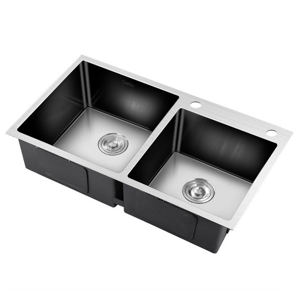 Cefito 80cm x 45cm Stainless Steel Kitchen Sink Flush/Drop-in Mount Silver