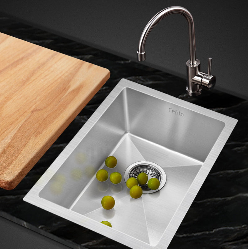 Cefito 34cm x 44cm Stainless Steel Kitchen Sink Under/Top/Flush Mount Black