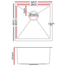 Cefito Handmade Kitchen Sink Stainless steel Sink 44cm x 45cm