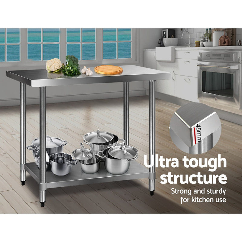 Cefito 1219 x 610mm Commercial Stainless Steel Kitchen Bench