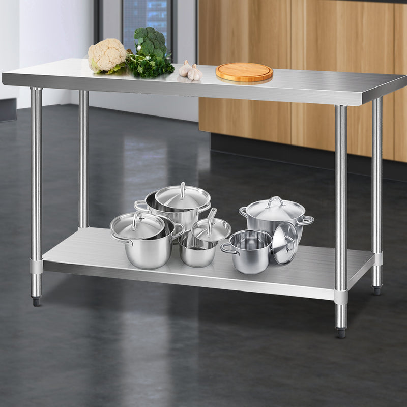 Cefito 1524 x 610mm Commercial Stainless Steel Kitchen Bench