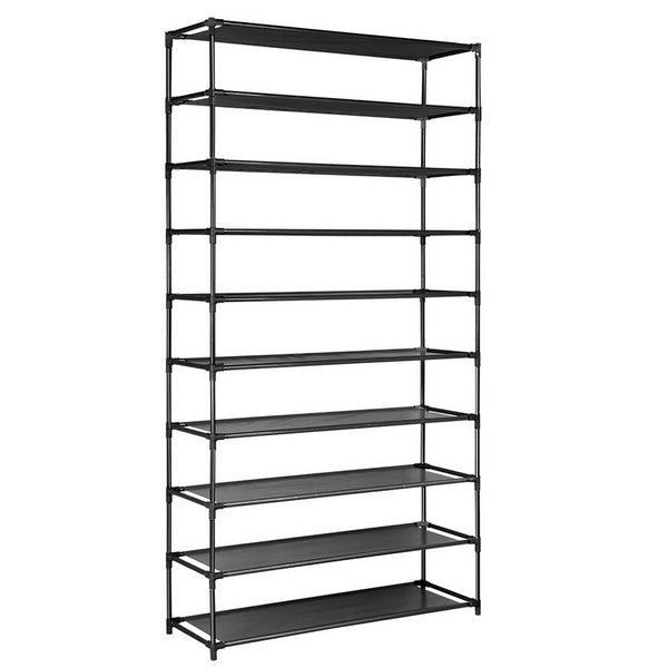 50 Pairs 10 Tier Shoe Rack Metal Shelf Holder Stackable Portable Black