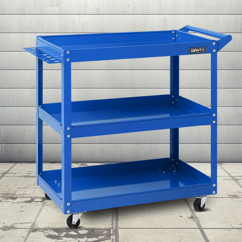 Giantz Tool Cart 3 Tier Parts Steel Trolley Mechanic Storage Organizer Blue