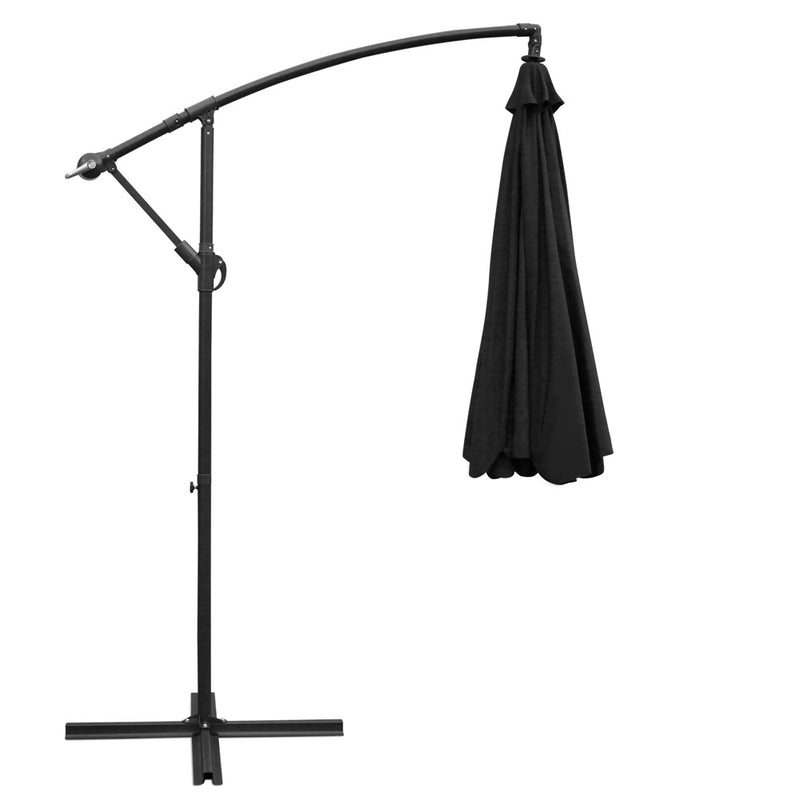 Instahut 3M Cantilevered Outdoor Umbrella - Black