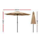 Instahut Outdoor Umbrella 3m Umbrellas Beach Garden Tilt Sun Patio Deck Pole UV