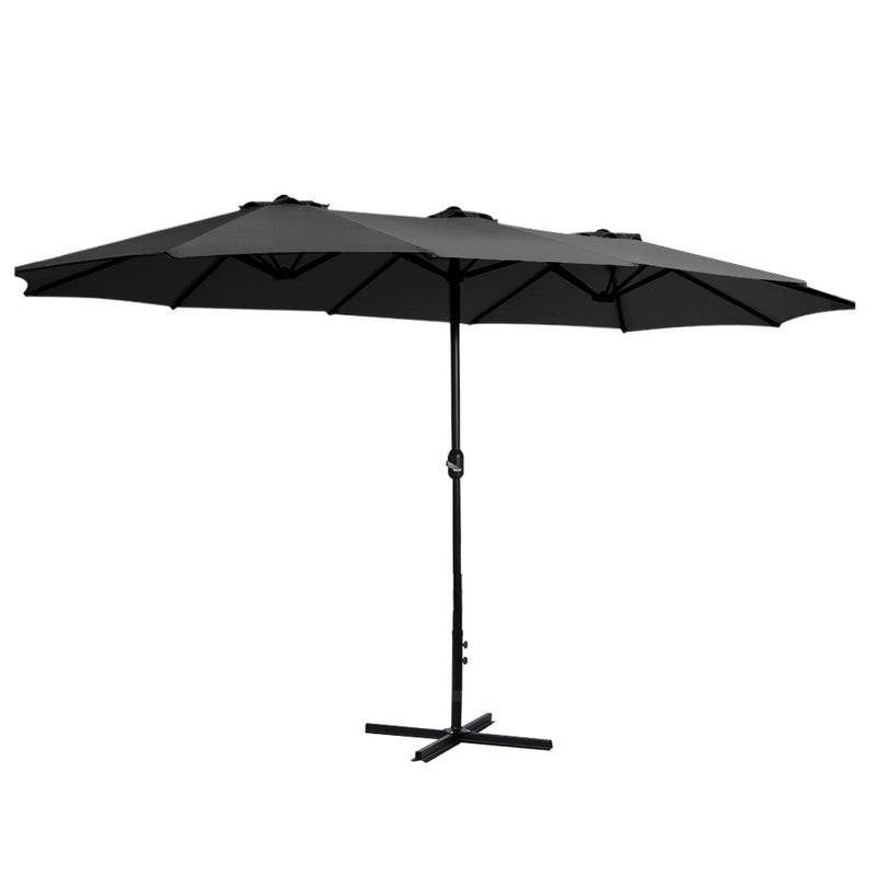 Instahut Outdoor Umbrella Twin Umbrellas Beach Garden Stand Base Sun Shade 4.57m