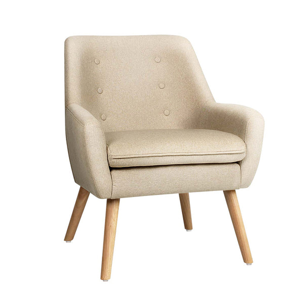 Artiss Fabric Dining Armchair - Beige