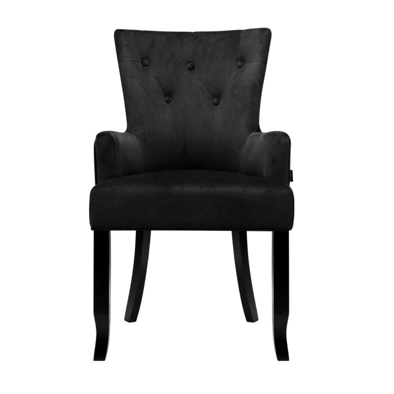 Artiss Dining Chairs French Provincial Chair Velvet Fabric Timber Retro Black