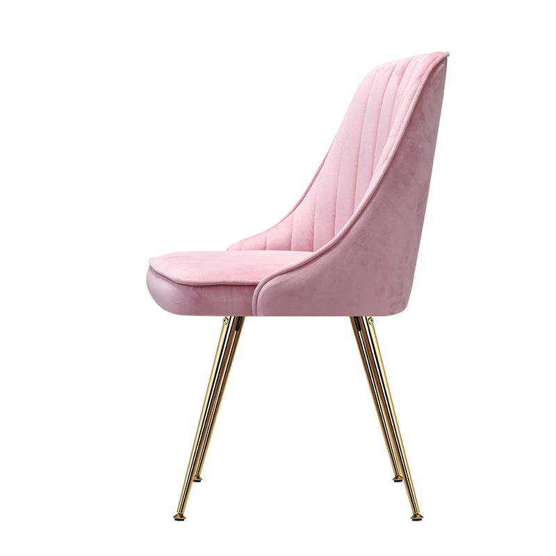 Artiss Set of 2 Dining Chairs Retro Chair Cafe Kitchen Modern Iron Legs Velvet Pink