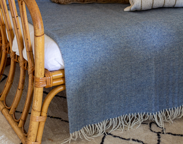 Hampton Throw - Merino Wool Blend - Blue