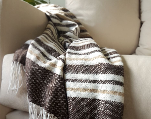 Richmond Throw - Reclaimed Wool Blend - Tan