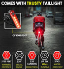 VIKUS Waterproof Rechargeable LED Bike Lights Set (2000mah Lithium Battery, IPX4, 2 USB Cables)